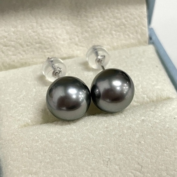 18k Tahitian pearl earrings - Picture 1 of 2